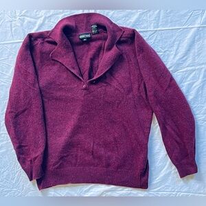 Vintage 80s Jeanne Pierre Polo Oversized Sweater Wool Angora Burgundy Red Medium